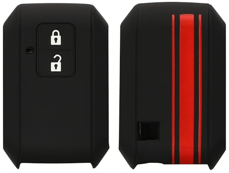 kwmobile Schlüsselhülle für Suzuki 2-Tasten Autoschlüssel Keyless Go Hülle - Autoschlüssel Schlüssel Hülle aus Silikon - Schlüsselschutz Gehäuse in Rot Schwarz