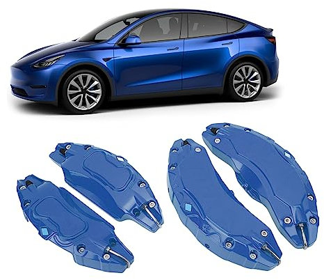Brake Caliper Covers,4PCS Aluminum Alloy Front Rear Replacement Cover,19 20 Inch Wheel Hub Front and Rear Brake Caliper Covers Replacement for Y 2017-2023 Wheels Hub (Blue)