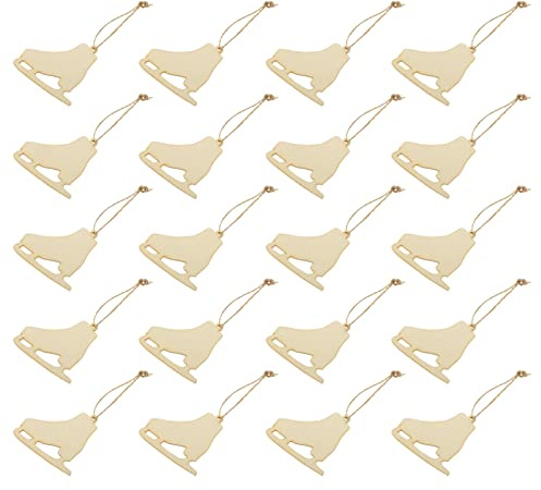 DIYEAH Wooden Ice Skate Pendant Unfinished Wood Cutout Hanging Ornament for Christmas Decoration Diy Crafts Party Decor