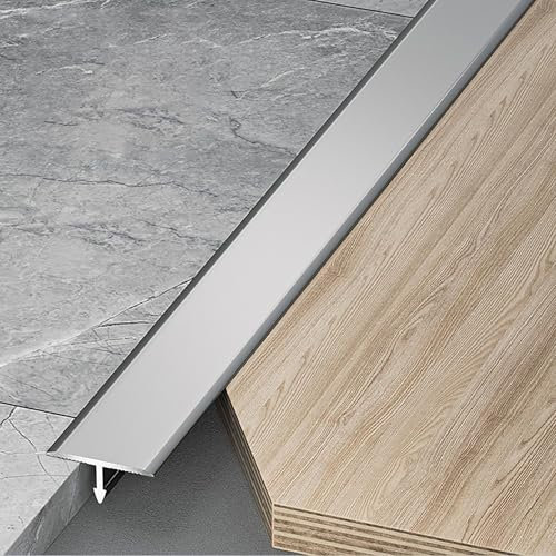 Raouoae Übergangsprofil T-Profil Ausgleichsprofil Aluminium Eloxiert Übergangsschiene 3 Stück 100cm Flach Ausgleichsprofil Abschlussleiste Für Fliesen Laminat/Parkett(Herr grau,Breite: 15 mm)