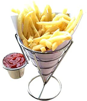 Alipis Pommes-standhalter Aus Metallkorb Für Pommes-Chips-tüte Mit Saucenlöffel -standhalter Für Lebensmittel