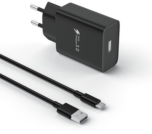 Chargeur USB C Rapide pour Samsung Galaxy A16 A15 A14 A13 A12 4G/5G A06 A05S A04S A55 A54 A35 A34 A53 A33 A32 A52 A25 S24 S23 S22 S21 S20, Compatible Xiaomi, Google etc. avec 2m Câble USB C (Noir)
