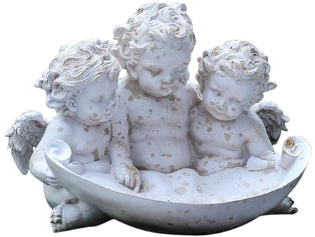 Milageto Minimalistische Engel Garten Statue Skulptur Dekorative Figur für Veranda Hinterhof Landschaft Pool Flächen Vogelfutterschale
