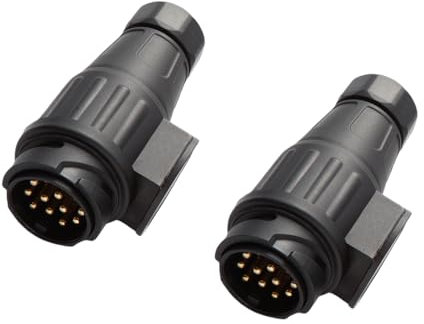 Feuunly 2 Pièces x Prise Remorque 13 Broches Male, 12V Étanche Prise Remorque 13 Broches Connecteur Standard Européenne - ISO 11446, pour Caravane Camions Voiture RV Remorque Connecteur