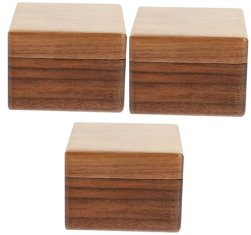 BESTYASH 3 Teilige Ringbox Aus Walnussholz Ring Organizer Hochzeitsschmuck Der Ringantragsbedarf Ringaufbewahrungskoffer Romantischer Ringbehälter Ringboxen Holzringetui Schwamm