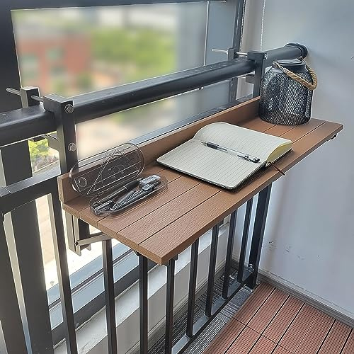 Balkon-Bartisch für Geländer, zusammenklappbar, platzsparend, Esstisch für Garten, Terrasse und Terrasse, kompakter Serviertisch für kleine Räume