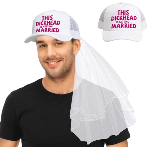 PANMAY 2Pcs JGA MäNner Accessoires Junggesellenabschied Männer Junggesellenabschied Lustiger Hut Schleier JGA Deko Herren Zubehör Fotorequisiten Party Hochzeit