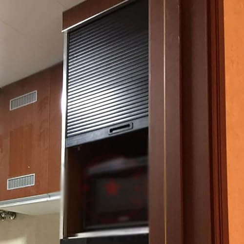 MLYAYE Rollladenschrank, schwarz, ABS, Ersatztüren für Küchengeräte und Garagen – aufrollbares Sideboard, temporäres einziehbares Tor für Hotel/Zuhause/Waschraum/Wohnmobil(80x120cm)