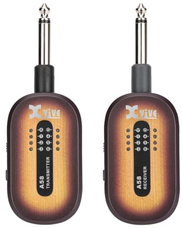 Xvive A58 Wireless Guitar System 5.8G Set with Transmitter and Receiver for Guitar with Active or Passive Pickup(Sunburst)