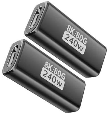 240W for USB C Thunderbolt 5 Coupler Female to Female 2Pack, Support 120Gbps Bandwidth, 80Gbps, 16K, Dual 8K, 4K 540Hz, Triple 4K 144Hz for Thunderbolt 4 / 3, iPhone 17, USB4, Razer Blade, Mac mini M4