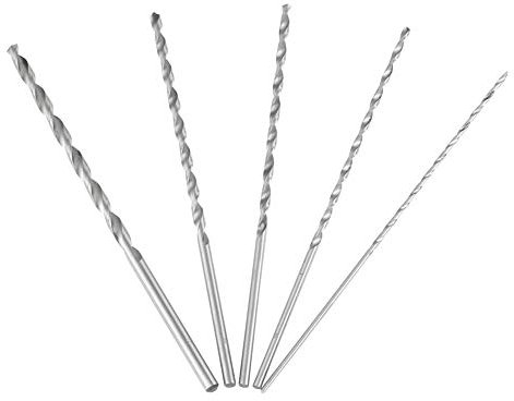 Dewin Juego de brocas en espiral, 5 brocas extra largas de 160 mm, brocas giratorias extra largas de acero, juego de herramientas rectas, dureza para madera en espiral, juego para herramientas de