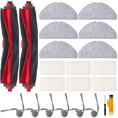 20 piezas Accesorios para Roborock Q7 M5/L5+/ M5+/ L5 Aspirador | Q7 L5 / L5+ Repuesto, 2 Cepillo Principal, 6 Filtros, 6 Toallas, 6 Cepillos Laterales