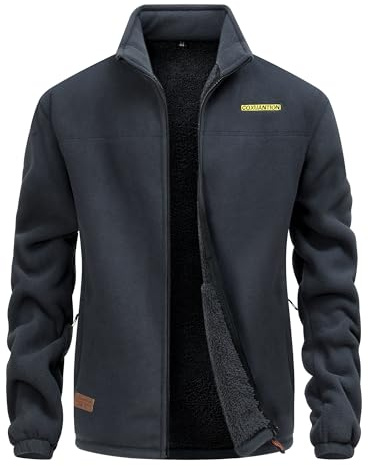 CoXuantion Giacca in Pile invernale Uomo con Cerniera Stand-up Collare Giacche All'aperto Caldo Casual Sport Giacca Con Multitasche Escursionismo Cappotto maniche lunghe