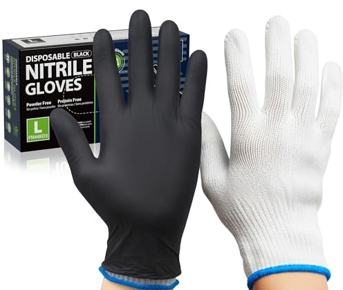 SWIFTLITE BBQ Gloves, 6 Heat Resistant Cotton Liners + 100 Disposable Nitrile Gloves for Barbecue, Grilling, Cooking, Smoker (White, X-Large)