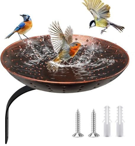 Rétro Abreuvoir Oiseaux Exterieur, Métal Mangeoire Oiseaux Exterieur Suspendues, 27cm Bains pour Oiseaux Sauvages, Baignoire Oiseaux Exterieur, Abreuvoir pour Oiseaux, Bain Oiseaux pour Jardin Balcon