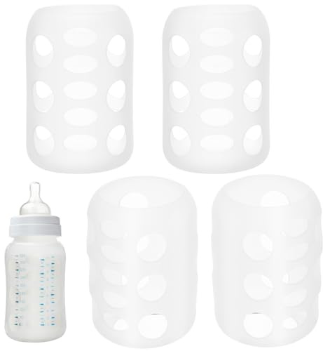 SAFIGLE Lot de 4 housses de protection en silicone pour biberon - Antidérapantes et résistantes aux chocs - Pour biberon
