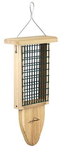 Kettle Moraine Cedar Double Suet Cake Tail Prop Suet Bird Feeder with Hanging Cable