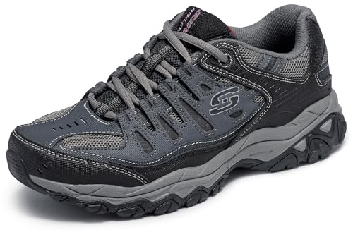 Skechers Men's Afterburn M. Fit Fashion Sneakers – Leather Upper, Memory Foam Insole, Rubber Outsole, Navy, 11 X-Wide