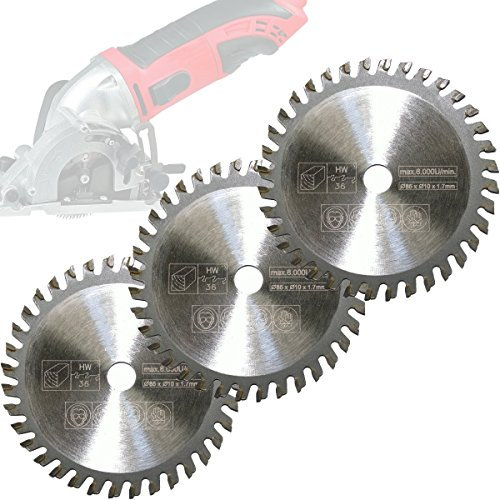 3X Mini Circular Saw Blade Wood Cutting Ø 85x10mm 36T for HandyCut Worx