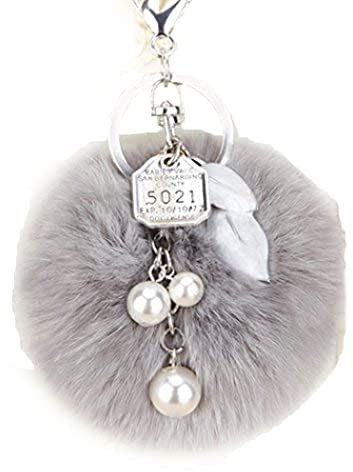 Shining crown Damen-Schlüsselanhänger mit silbernem Blättermotiv, Handtaschen-Anhänger, grau (Grau)