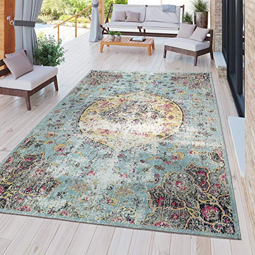 TT Home Moderner Outdoor Teppich Wetterfest Innen & Außenbereich Boho Style Multifarben, Größe:120x170 cm
