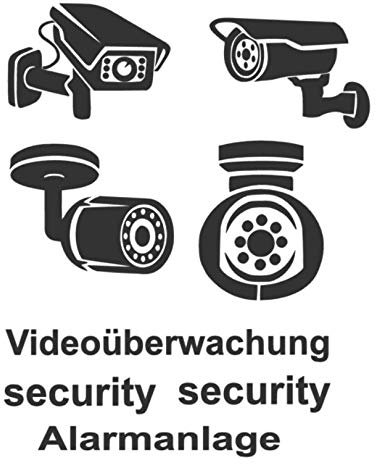 generisch Alarmanlage Aufkleber Set Videoüberwachung Kamera und Schriftzug Aufkleber (245/1) (Farbtabelle)