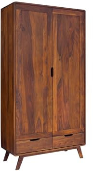 MASSIVMOEBEL24.DE Schrank Sheesham 90x45x180 walnuss lackiert MALMÖ 2#100