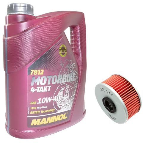 Motoröl Set 10W40 4 Liter + Ölfilter KN144 für Yamaha FZR 600 XJ 550 600 650 700 750 900 XS 250 360 400 YX 600