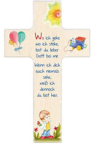 Fritz Cox Kinderkreuz 'Wo ich gehe, wo ich stehe' Junge 20cm natur