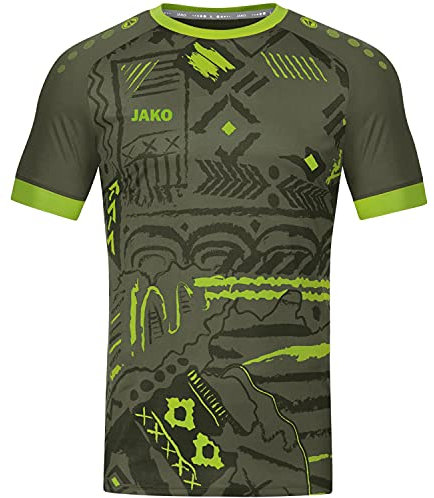 JAKO Herren Trikot Tropicana (Kurzarm), Khaki/Neongrün, XL