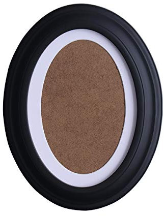 Amosfun Cadre photo ovale classique en bois à suspendre au mur - Envoyez des clous sans couture et des clous en S - Cadeau de fête noir