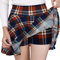 DJT Damen Mädchen Basic Solid Dehnbaren Informell Mini Skater Rock mit Shorts Marineblau Plaid X-Large