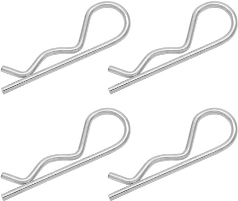 Bonsicoky 4 clip a R per gancio di traino, in acciaio inossidabile, perni a molla per trattori, rimorchi da prato, gancio di traino per camion, M3,5 x 75 mm