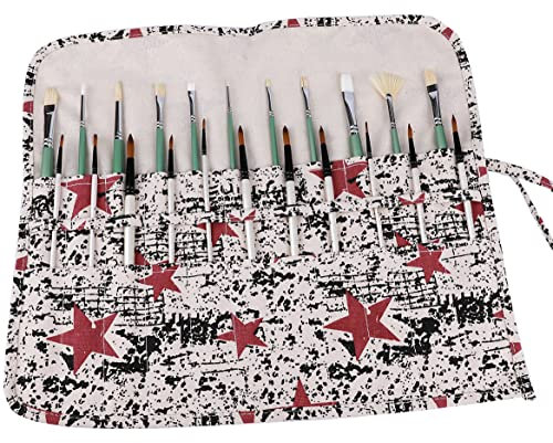 Amoyie Paint Brush Holders, Fabric Storage Bag for Acrylic Oil Watercolor Gouache Art Brush, Star