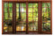 WallArena - Vlies Fototapete Fenster mit Aussicht Wald Sonne Bach Ausblick 416x254 cm - Fototapeten - Tapeten - für Wohnzimmer Schlafzimmer - Vliestapete Wandtapete Tapete 3D Effekt- inkl. Kleister