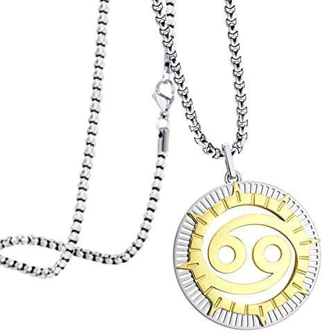 555Jewelry Stainless Steel Zodiac Pendant Necklace for Men Women