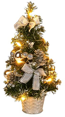 Keptfeet Albero di Natale | Prelit Albero di Natale con Luci - Albero di Natale Illuminato Decorazione da Tavolo Ornamenti Artificiali per Alberi a LED per la Decorazione Natalizia