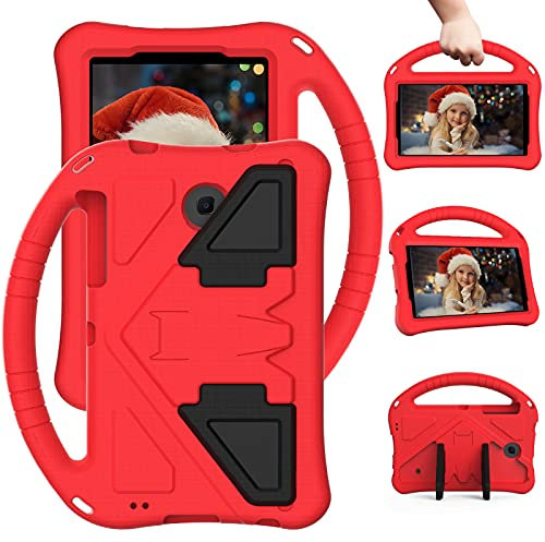 Custodia per tablet Samsung Galaxy Tab A 7.0 SM-T280/T285/Tab 4/Tab 3 7.0 SM-T230/T231/T210/P3200, adatta ai bambini, leggera, antiurto, con manico e supporto, colore rosso
