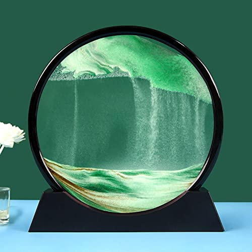 Image De Sable En Mouvement, Peinture De Sable Fluide,Art De Sable Mobile,Peinture De Sable Qui Coule 3D Sablier De Cadre De Sable En Verre Rond,Décoration De Sablier De Paysage Naturel ( Color : G ,