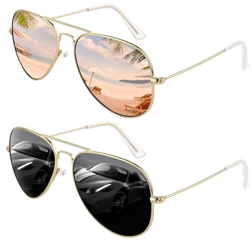 GQUEEN Pilotenbrille Herren Damen Polarisierte Sonnenbrille Pilot Leichte Metalllegierung 58MM 62MM UV400