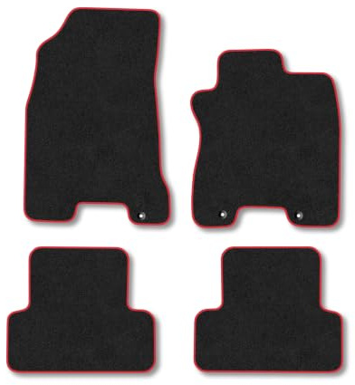 Nissan X-Trail (2007-2014) Carpet Car Mats | Red Edge Trim Tailored Fit Floor Mats Full Coverage Protection Accessories Easy Clean Anti Slip Made in the UK