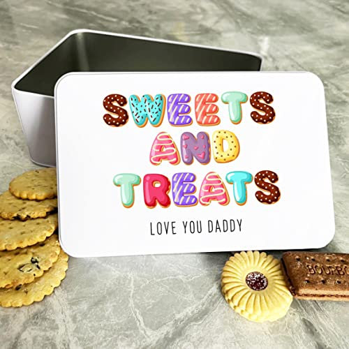 Fingerprint Designs Father's Day Gift - Rectangle Biscuit Tin - Airtight Cracker Tin for Cookies, Cake, Sweets & Treats - Modern Elegant Style - 192x127x75mm