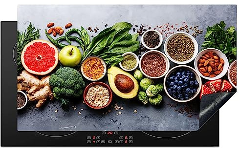 KitchenYeah© Copri Piano Induzione 89x51 cm Cucina Coprifornelli Copertura Protezione Cottura Tutto per la Cucina Frutta - Calcestruzzo - Verdure