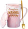 LOZACHE Tazza per Mamma 'La Migliore del Mondo' - Regalo per Compleanno, Natale, Festa della Mamma - 350ml Rosa Con Coperchio, Cucchiaio e Confezione Regalo