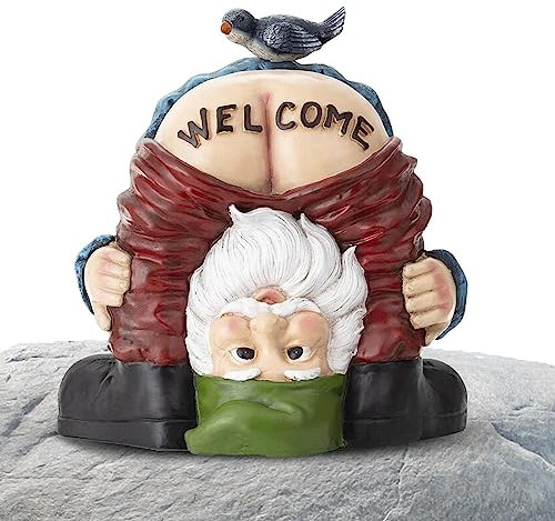 Jardin Welcome Figurines Méchant Drôle Nain Jardin Statue Ornamwnt Décor Style Conte Fées pour Porche Terrasse Cour Pelouse Balcon Décoration Cadeau