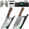 FULLHI Couteau de boucher professionnel 8pcs Forgé à la main en acier à haute teneur en carbone Couteau de chef à viande avec sac à couteaux Pour la cuisine, le camping, le BBQ