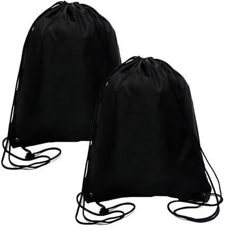 DALOMGZL 2PCS Drawstring Bags, PE Gym Bag,Sling, Swing, and Go with Swimming Bag for Men & Women, Ideal PE Waterproof Scratch Resistant Bag for School, gym, Holidays, Travel & beach bags(Black)