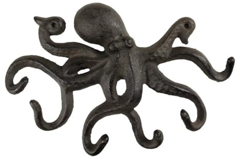 FTWDesign Perchero de hierro fundido para colgar ropa, diseño de pulpo