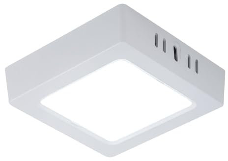 V-TAC LED Deckenleuchte Wohnzimmerleuchte Flurlampe Aufbau-Panel quadratisch Küchenleuchte, Kunststoff weiß, 6W 660lm 6500K kaltweiß, L 12 cm