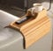 Kotona UK Foldable Bamboo Sofa Arm Tray with Cup Holder & Pocket, Armrest Table for Couches & Chairs, Sofa Side Caddy for Drinks, Remotes, Magazines, No Assembly, Natural Wood